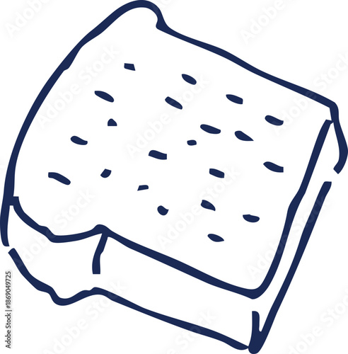 Simple sketch of a slice of bread, perfect for food-related designs and breakfast themes