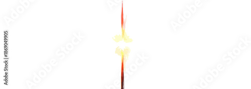 Luce astratta verticale con bagliore giallo e rosso su sfondo bianco, ideale per effetti digitali e sovrapposizioni grafiche.