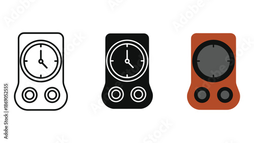 Set of simple alarm clock icons in different colors