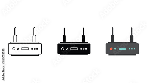 Wireless router icons in various styles