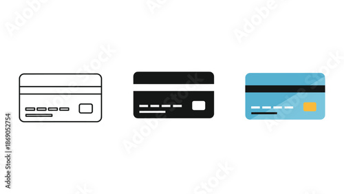 Credit card icons set for online payment