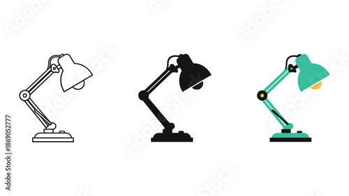 Desk lamp illustration set in different styles