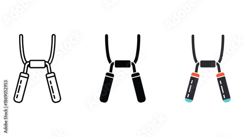 Resistance band illustration with various color schemes