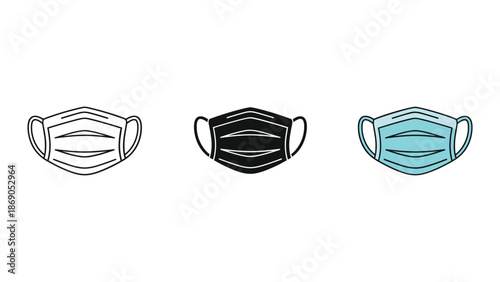 Three different colored face masks