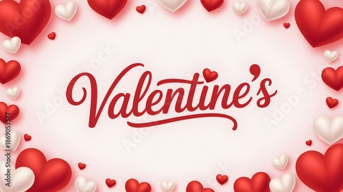 Valentine s day greeting card with red and white hearts