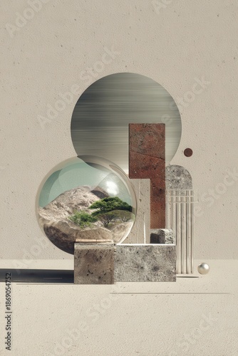 Abstract Geometric Composition with Natural Elements