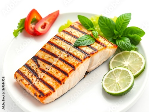 Grilled salmon with lime and basil
