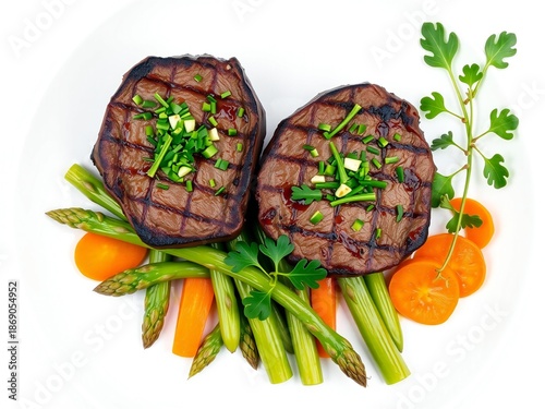 Grilled steak with fresh vegetables
