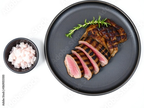 Grilled steak with rosemary and sea salt