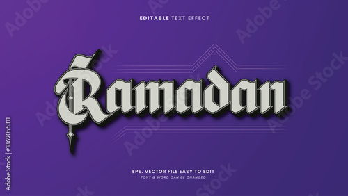 Konstfotografi Silver Gothic Ramadan Editable Vector Text Effect Purple Style
