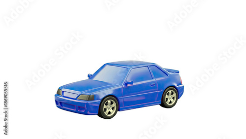 Blue 3D Model of a Coupe Car
