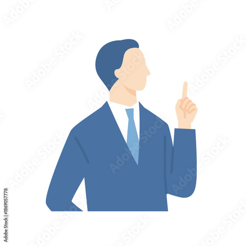 指差しをするスーツの男性ビジネスパーソン