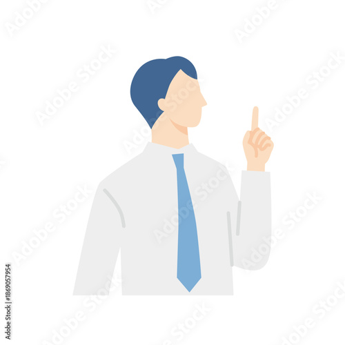 指差しをするビジネスパーソン、シャツとネクタイ姿の男性