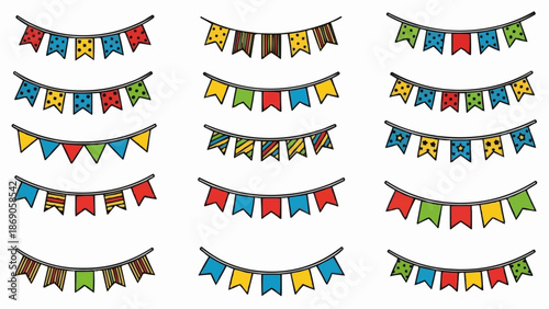 Colorful Bunting Flags for Celebrations and Parties.