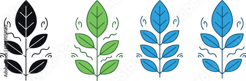 Plant growth and leaf development icons set illustrating nature stages, eco sustainability, botanical progress, environmental care, and organic growth concepts in flat style