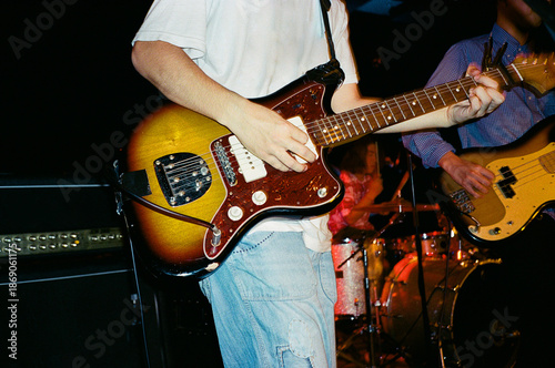 Live Band Performance with Electric Guitar and Bass