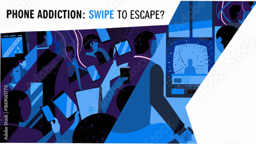 People lost in mobile phone addiction and digital distraction