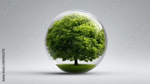 Tree in glass sphere a miniature tree preserved within a clear glass sphere creating a unique decorative object