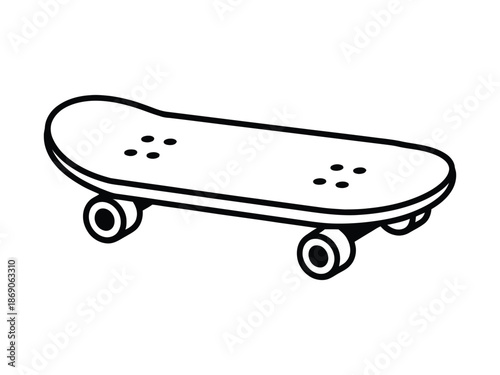Skateboard Outline Icon Vector Illustration for Street Sport and Recreation Isolated on White Background