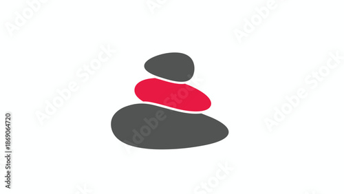 A stack of three stones in dark gray and red colors