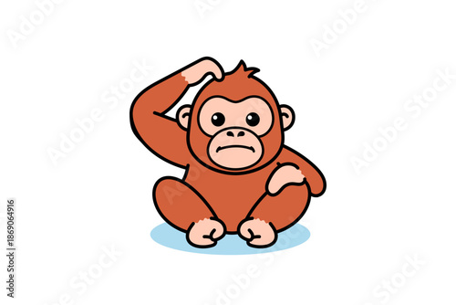 Orangutan Curious Cartoon Illustration