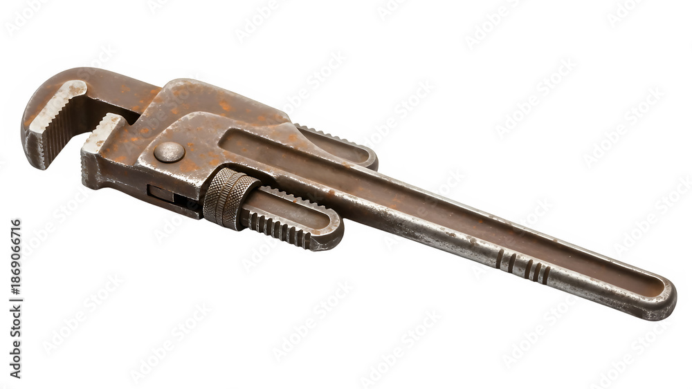 Obraz premium Rusty old Wrench, isolated on white or transparent background. PNG
