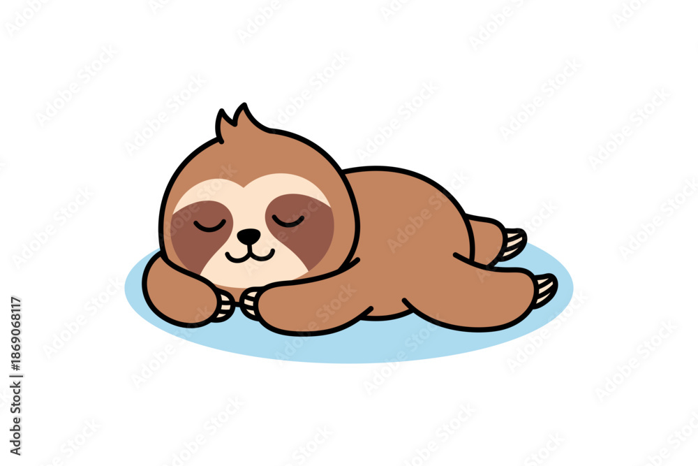 Obraz premium Sloth Sleeping Cartoon Illustration
