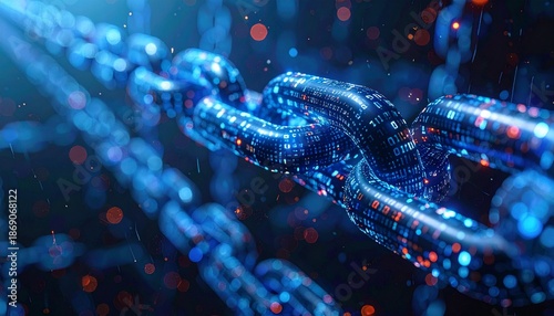 Digital Blockchain Chain - Futuristic Technology Concept with Data Connections.