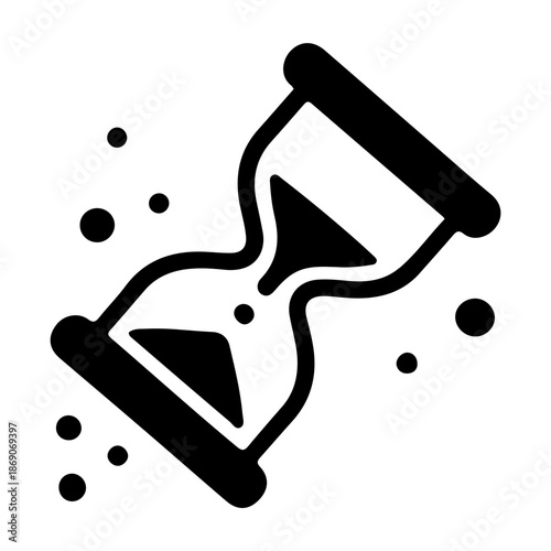 Solid glyph icon of an hourglass timer