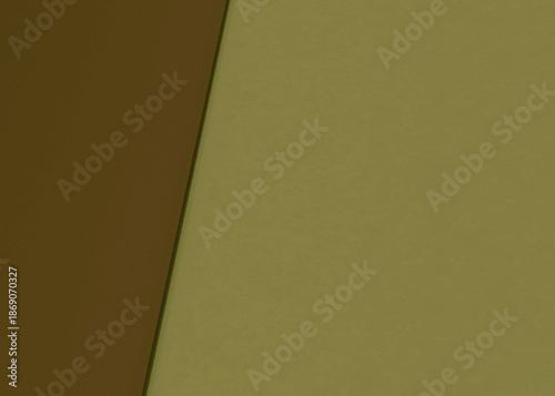 Modern abstract background showcasing a refined contrast between a rich, dark brown segment and a tranquil, lighter olive green section, perfect for creating understated and elegant visual content