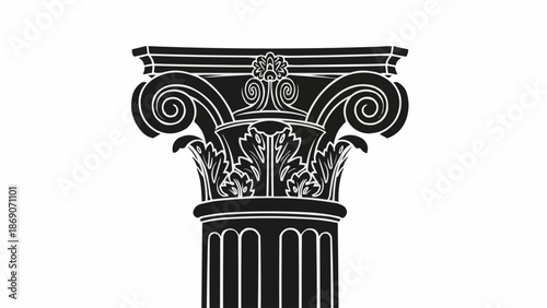 Ancient Greek Corinthian Column Capital Illustration.