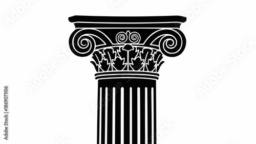 Ancient Greek Corinthian Column Capital Illustration.