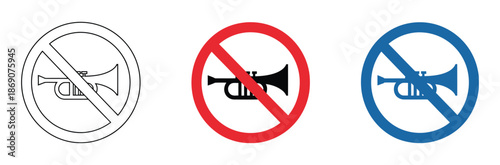 No honking sign in different colors on a white background