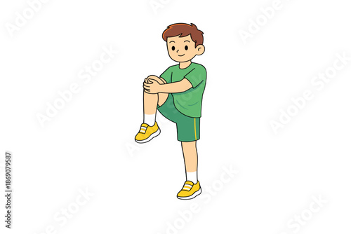 Cheerful Young Boy in Casual Outfit Smiling Happily