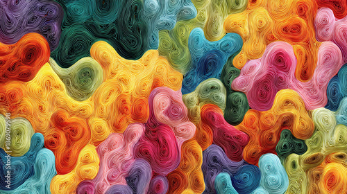 Abstract colorful shapes with swirling patterns, perfect for modern art designs and backgrounds