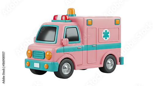 Wallpaper Mural Cartoon Pink Ambulance with Teal Accents Torontodigital.ca
