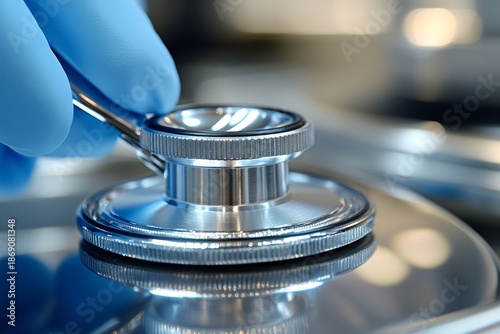 Healthcare, coat and doctor with stethoscope in hospital for wellness appointment, trust or surgery. Closeup, medical worker or cardiology with tools for checkup, consulting, Generative AI