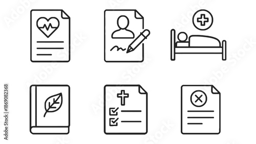 A set of medical icons on a clean white background