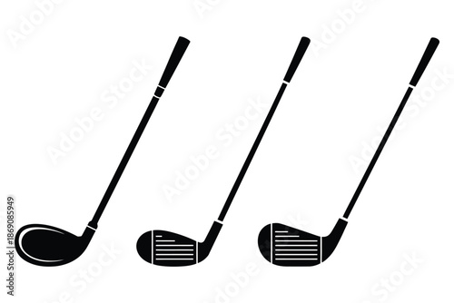 Golf clubs silhouettes illustration depicting swinging clubs ready to strike the ball
