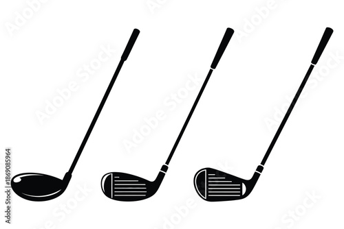 Golf clubs silhouettes illustration depicting swinging clubs ready to strike the ball
