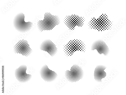 Big set of halftone dotted gradient geometric shapes for versatile design elements modern user interfaces posters banners presentations branding and creative visual communication assets