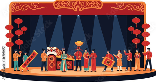 Family Traveling with Luggage in Stylish Airport Scene