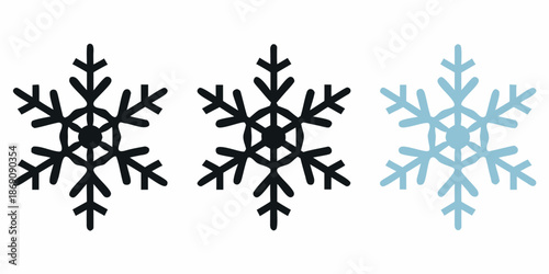 Three detailed snowflake illustrations in varying shades and styles are shown