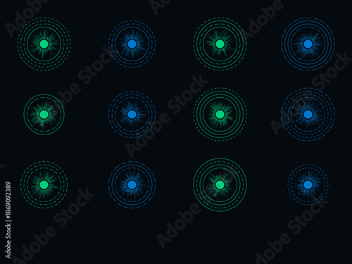 12 Biometric Iris Scan and Digital Retina Identity Icons - Cyber Security Vector Set