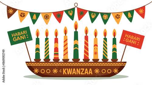 Kwanzaa celebration with kinara and candles