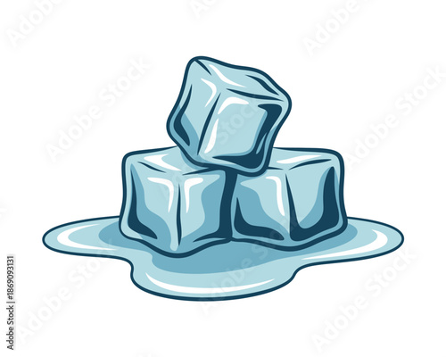 Melting ice cubes on white background