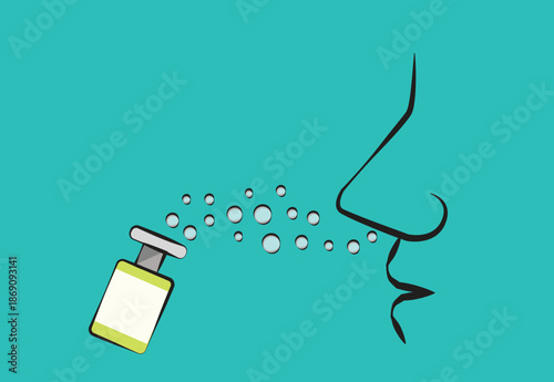 A nasal spray  medicine or a type of mist vaccine concept. Editable Clip Art.