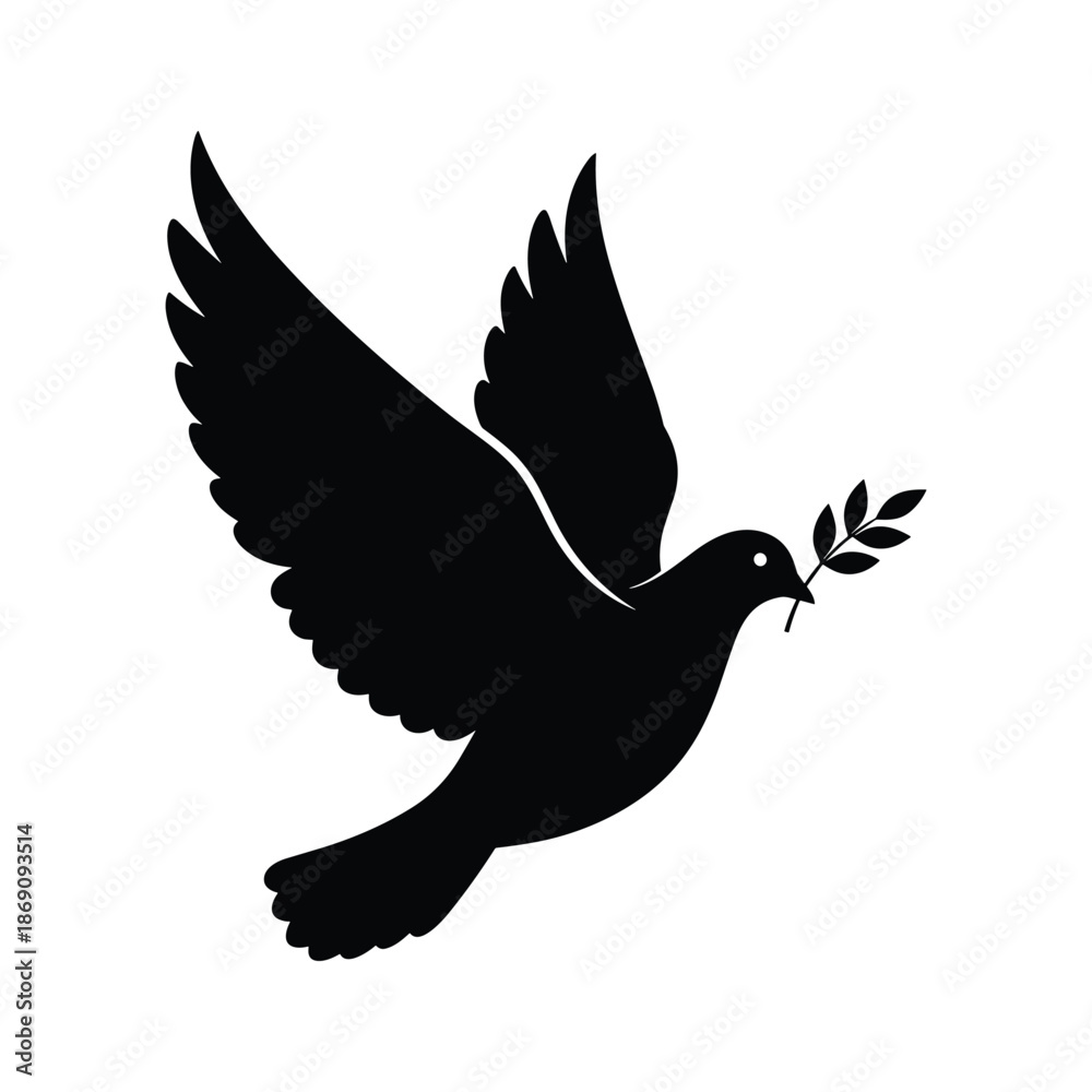 Obraz premium Flying dove with olive branch Vector