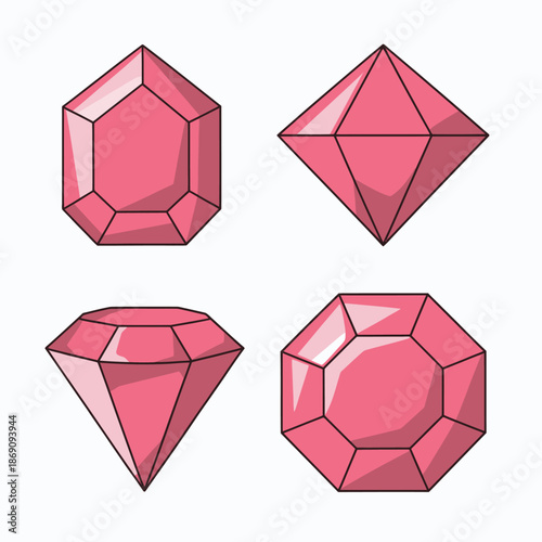 Collection of pink gemstones in various shapes