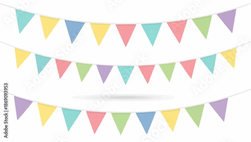 Colorful Party Bunting Flags Hanging on a String.